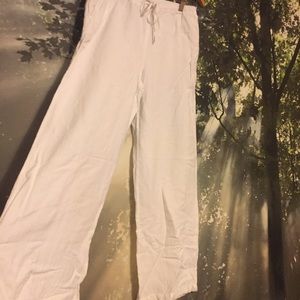 White linen pants